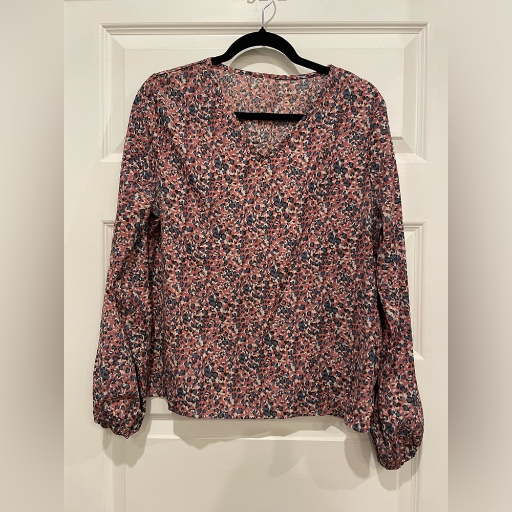 SHEIN- Pink, Black & Blue Blouse- Size Large